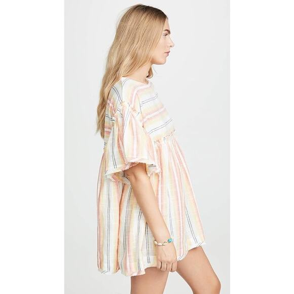 Free People Summer Nights Striped Dress in Yellow Small 100% Cotton - Picture 2 of 8